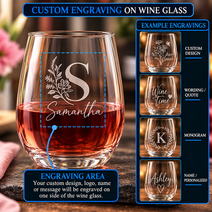 Custom Engraved 15 oz. Stemless Wine Glass