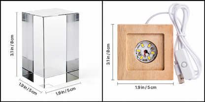 Custom 3D Photo Crystal with LED Wood Base