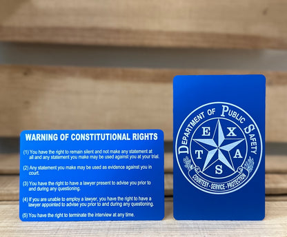 Two Side Custom Engraved Metal Law Enfrocement Legal Advisement Cards