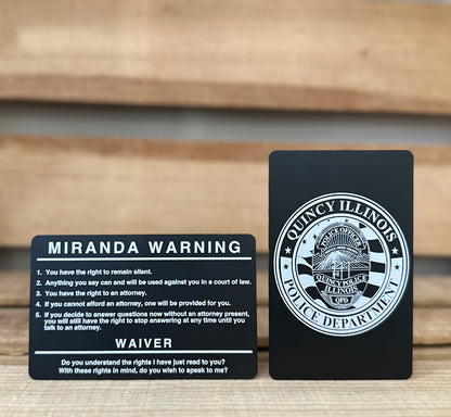Two Side Custom Engraved Metal Law Enfrocement Legal Advisement Cards