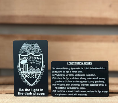 Two Side Custom Engraved Metal Law Enfrocement Legal Advisement Cards