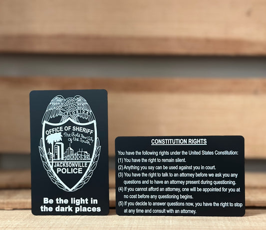 Two Side Custom Engraved Metal Law Enfrocement Legal Advisement Cards