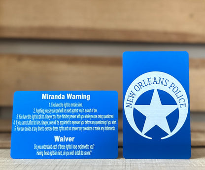 Single Side Custom Design Miranda Advisement Card